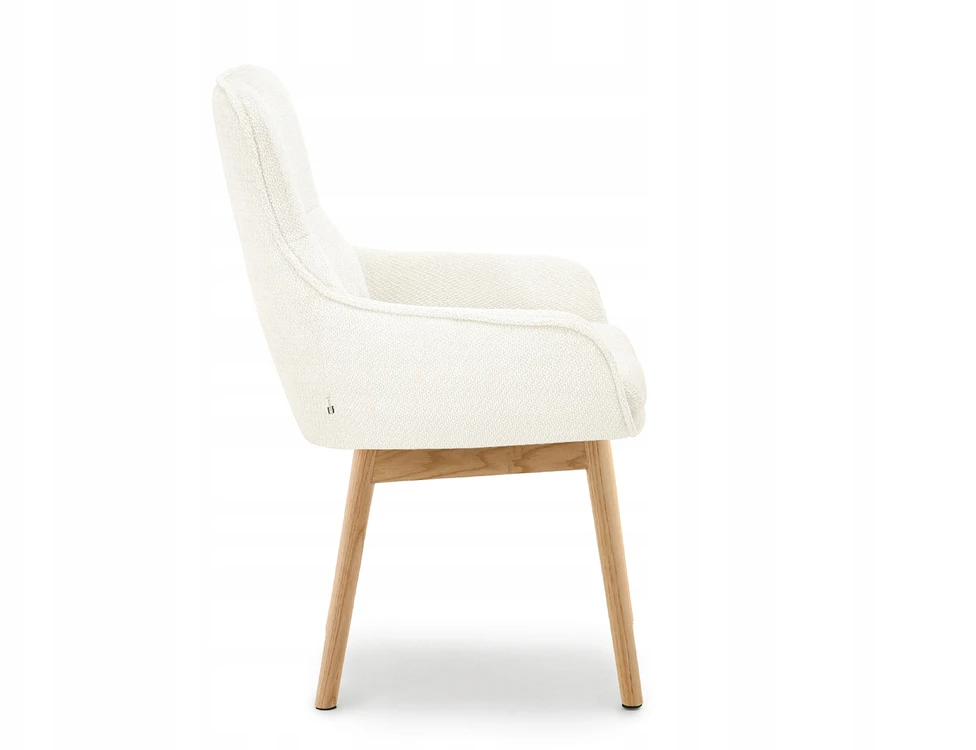 Mebel Partner MINIMALISTINĖ MINŠTA KĖDĖS KREMĖ Baltas CORDIA ĄŽUOLO PAGRINDAS