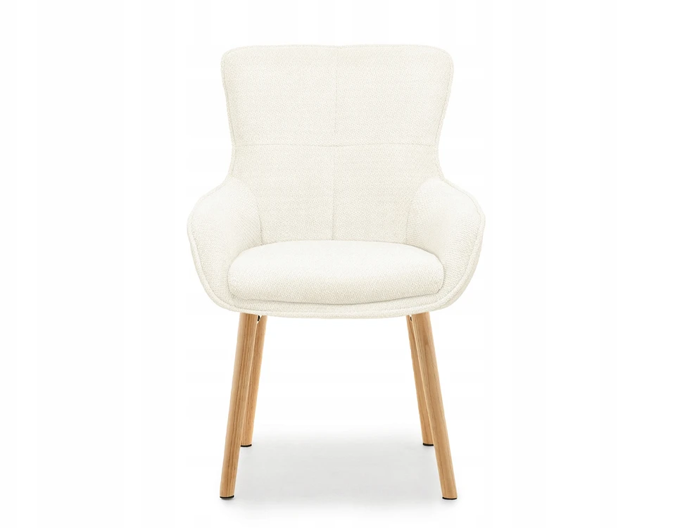 Mebel Partner MINIMALISTINĖ MINŠTA KĖDĖS KREMĖ Baltas CORDIA ĄŽUOLO PAGRINDAS