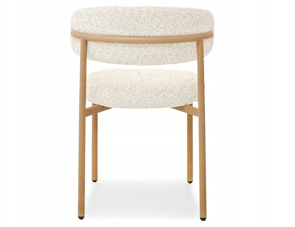 Mebel Partner MINIMALISTINĖ VIRTUVĖS KĖDĖ BOUCLE CREAM IZOLDA METAL LEGS Ąžuolas