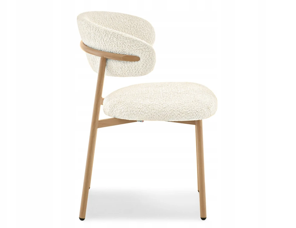 Mebel Partner MINIMALISTINĖ VIRTUVĖS KĖDĖ BOUCLE CREAM IZOLDA METAL LEGS Ąžuolas