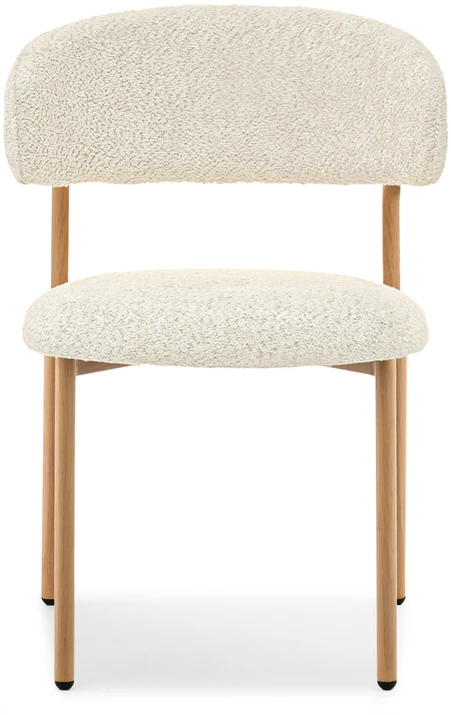Mebel Partner MINIMALISTINĖ VIRTUVĖS KĖDĖ BOUCLE CREAM IZOLDA METAL LEGS Ąžuolas