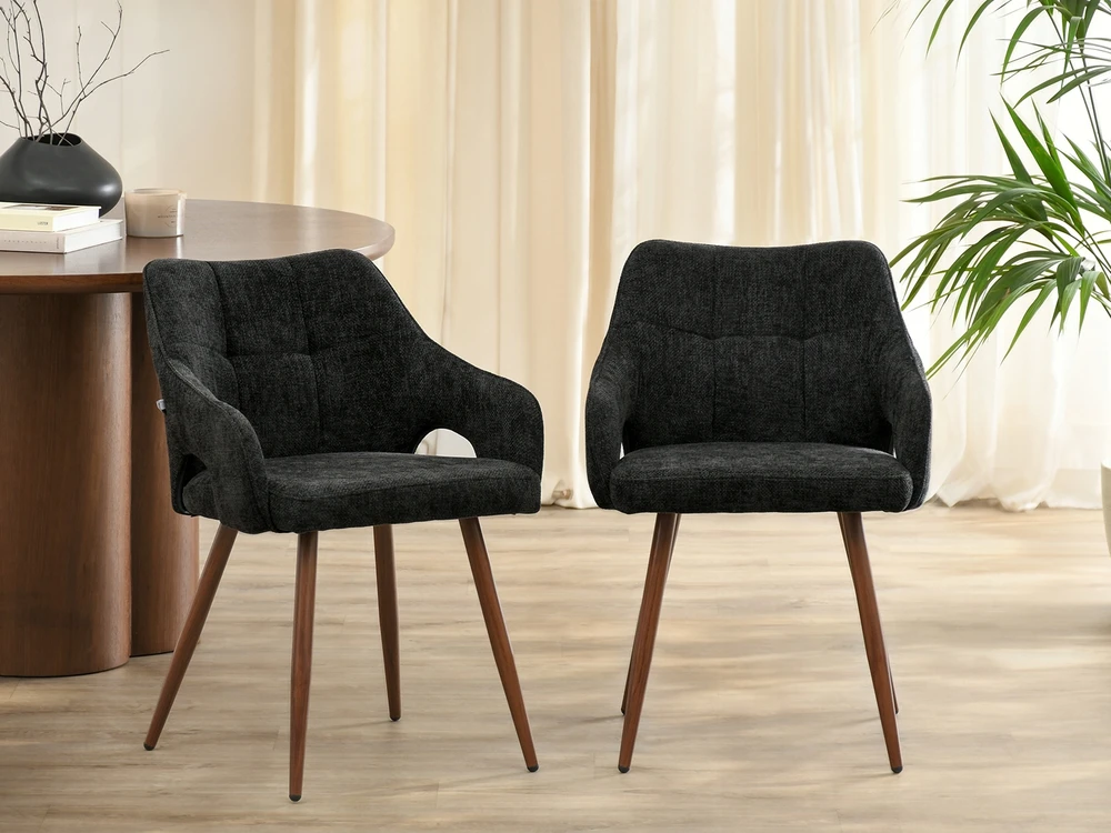 Mebel Partner MINŠTA JUODOS KĖDĖS SU PORANKIAIS VALGOMUI KENZO GRAIKIŲ RIEŠUTŲ KOJOS