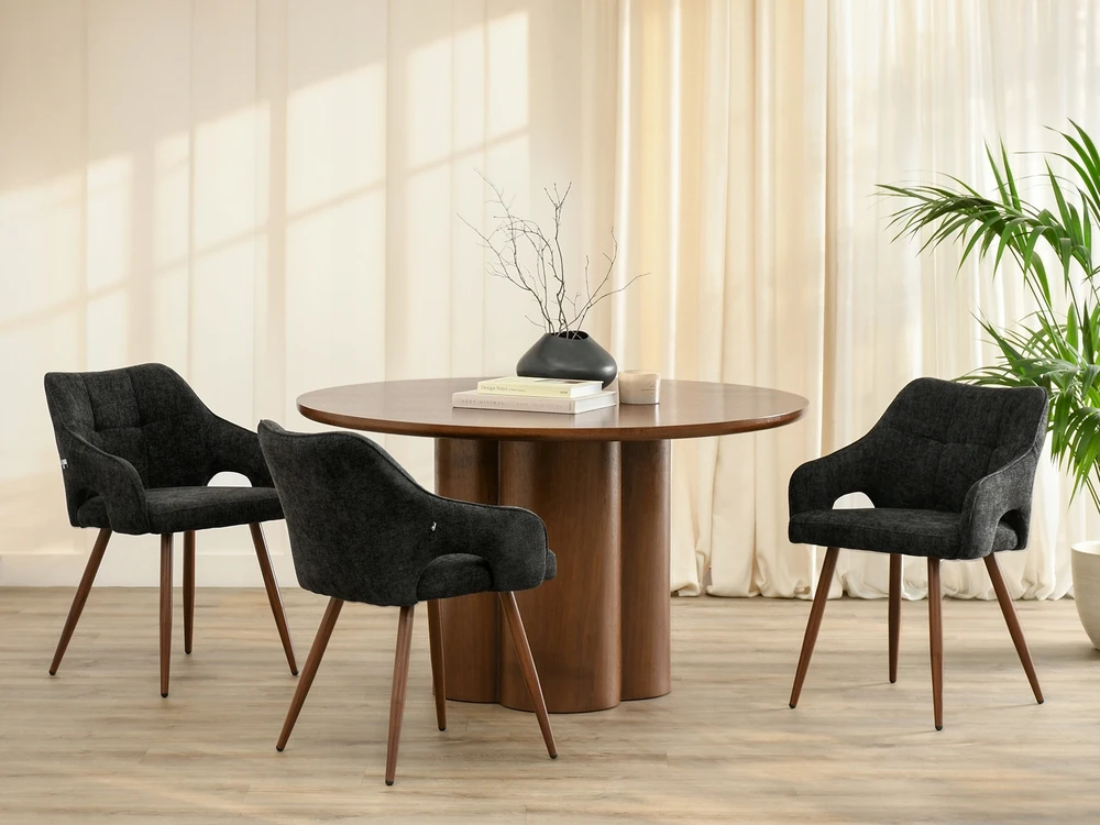 Mebel Partner MINŠTA JUODOS KĖDĖS SU PORANKIAIS VALGOMUI KENZO GRAIKIŲ RIEŠUTŲ KOJOS