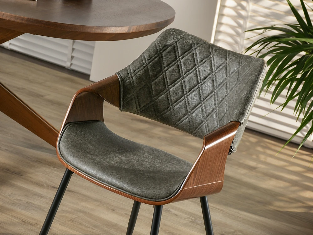 Mebel Partner MINŠTA KĖDĖ IŠ ŽALIO AUDINIO VINTAGE RENZO GRAIKIŲ RIEŠUTŲ JUODOS KOJOS