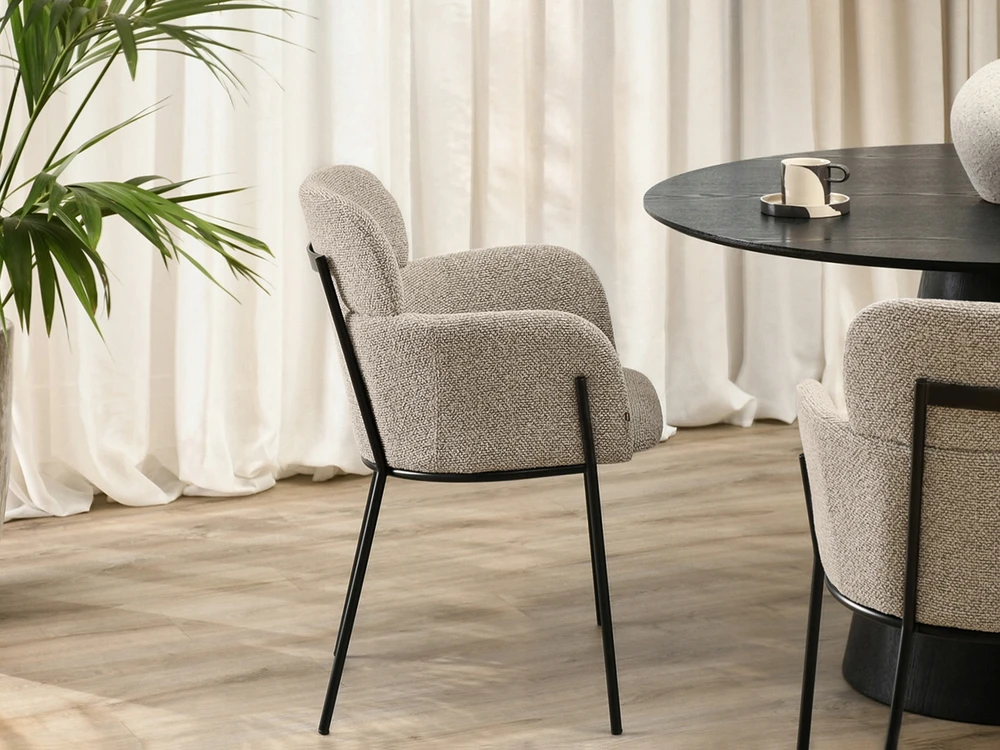 Mebel Partner MINŠTA KŪDĖS KĖDĖ SU porankiais DARK BEIGE BIAGIO Juodas