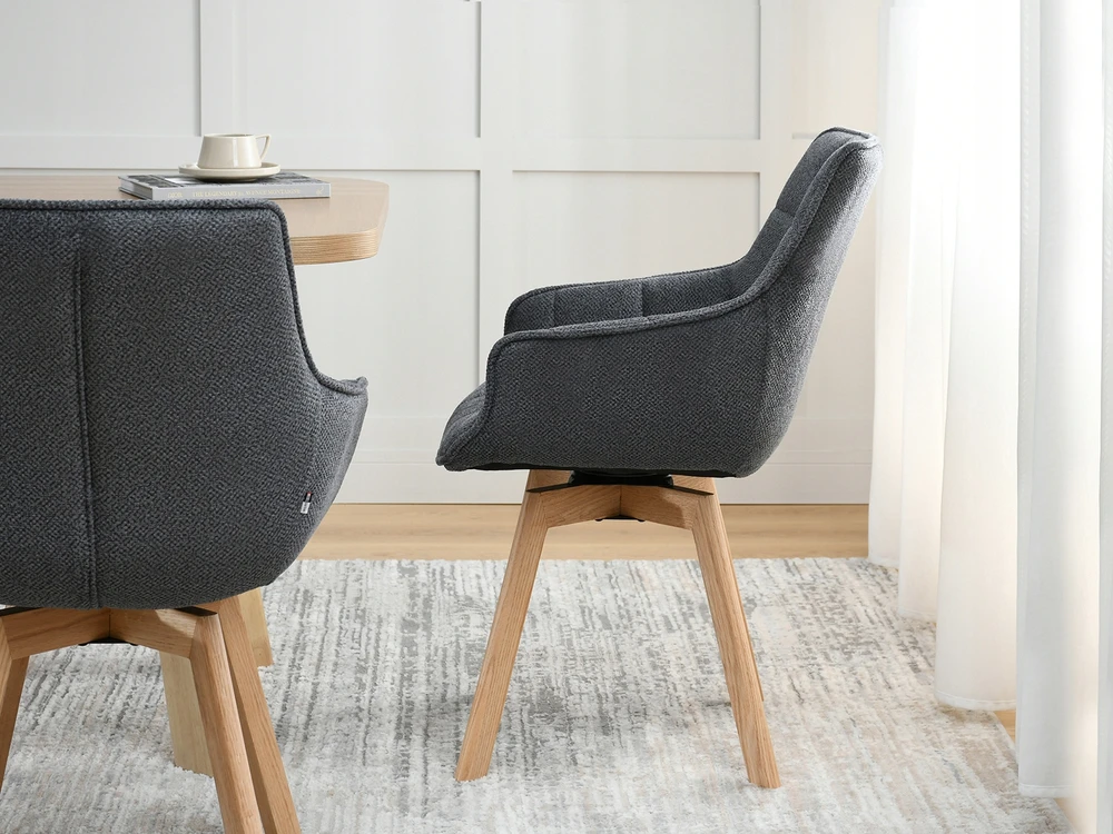 Mebel Partner MINŠTA SUKUKTA KĖDĖ VALGOJUI SU porankiais GRAFITO ARUBA ĄŽUOLO