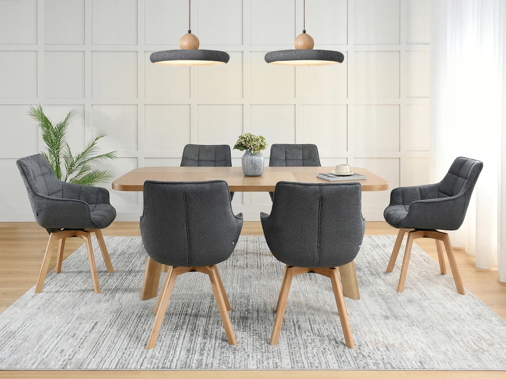 Mebel Partner MINŠTA SUKUKTA KĖDĖ VALGOJUI SU porankiais GRAFITO ARUBA ĄŽUOLO