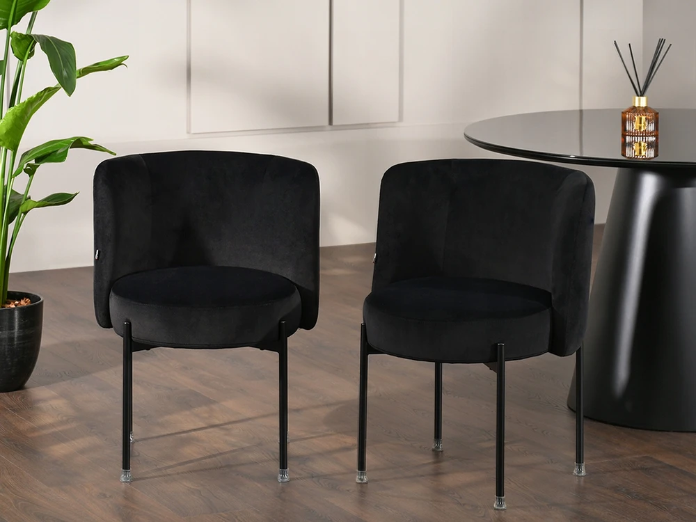 Mebel Partner MODERNI CHARLOT Juodas VELIURINĖ KĖDĖ SU KIBIŠIU VALGOMUI