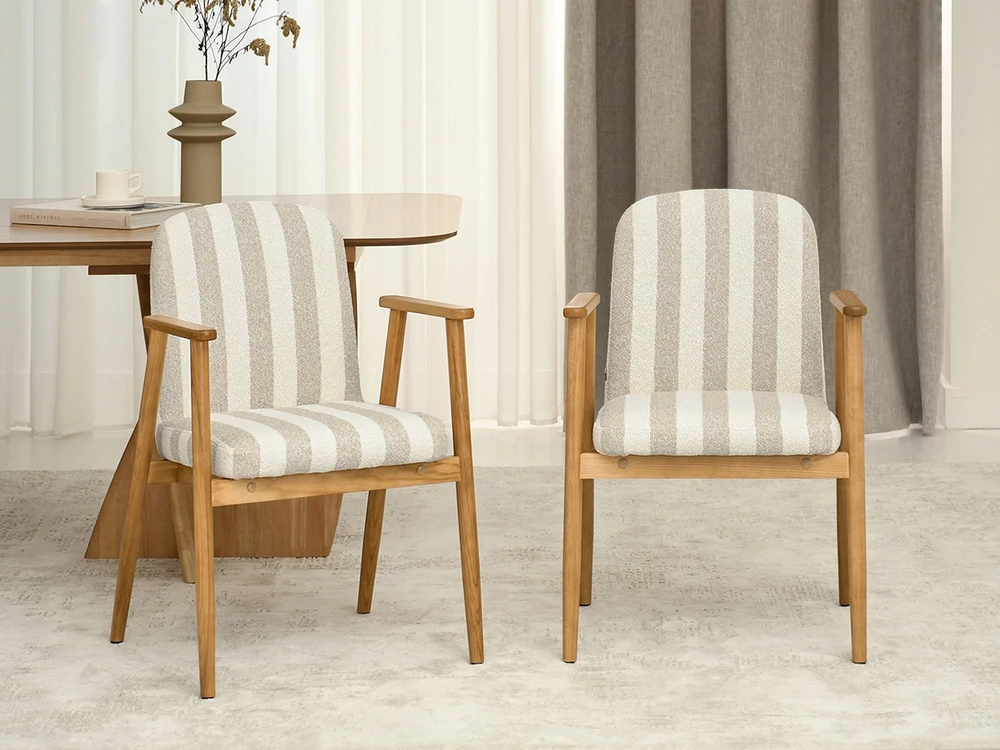 Mebel Partner MODERNI DRYŽOTA KĖDĖ SU Ąžuolo porankiais LOFOT CREAM BEIGE