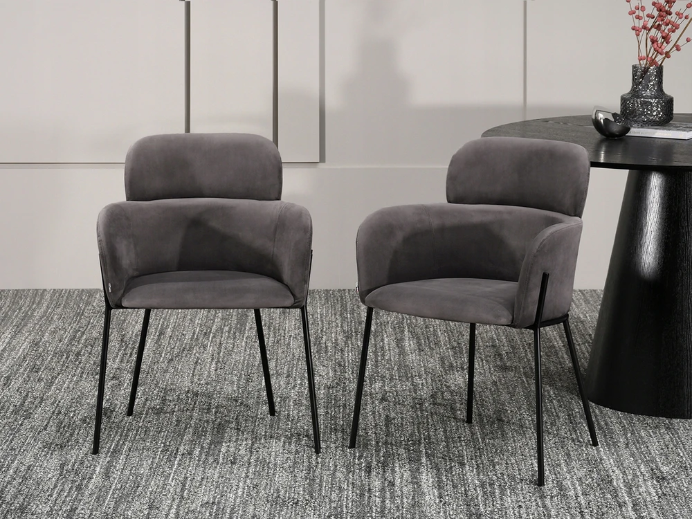Mebel Partner MODERNI KŪDĖS KĖDĖ SU porankiais BIAGIO VELURINIS GRAFITAS - Juodas