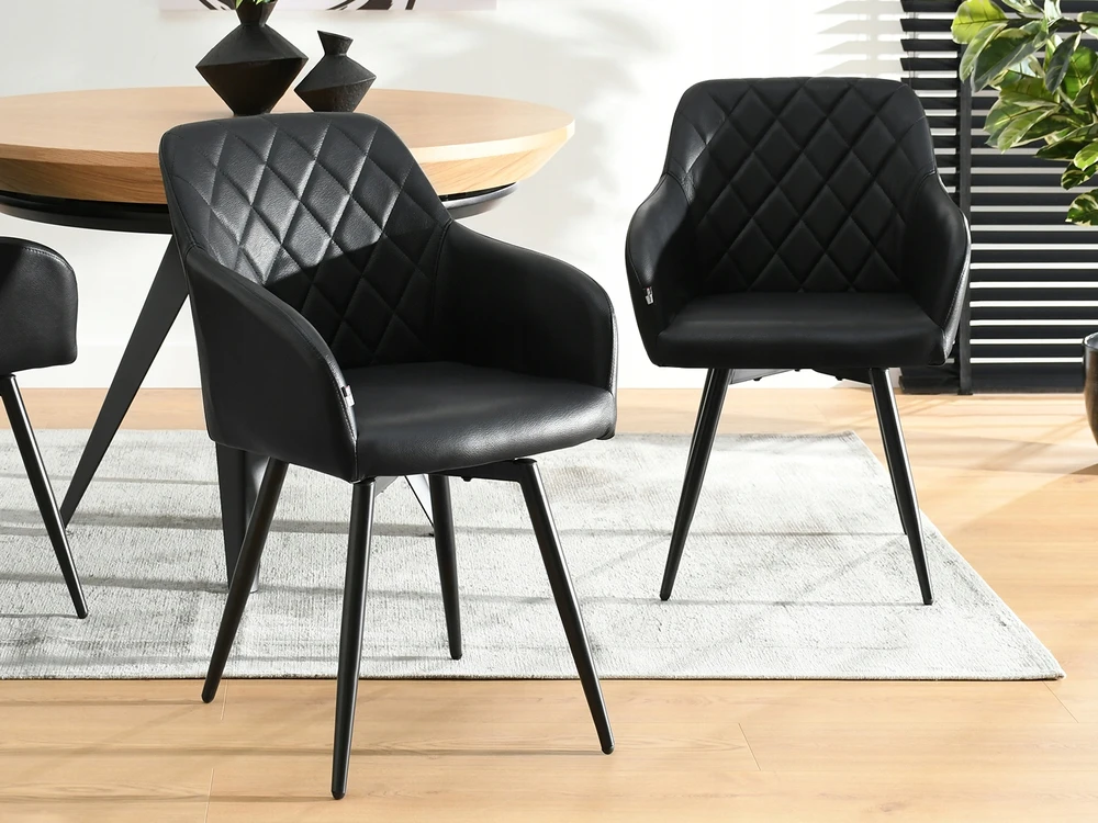 Mebel Partner MODERNI KŪDINĖ KĖDĖ SU PASUKIAMA SĖDYNE LOGAN JUODOS EKO ODA
