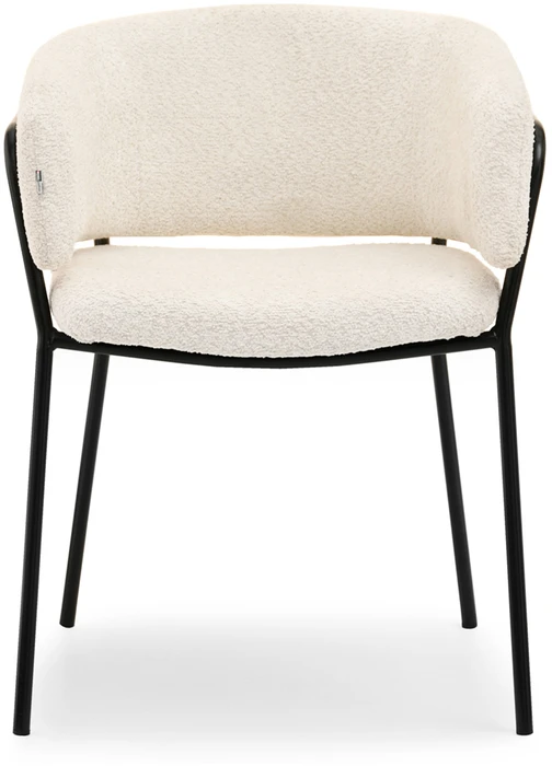 Mebel Partner MODERNI SORIN BOUCLE CREAM BUCKET KĖDĖ JUODO RĖME TIESIA KOJA