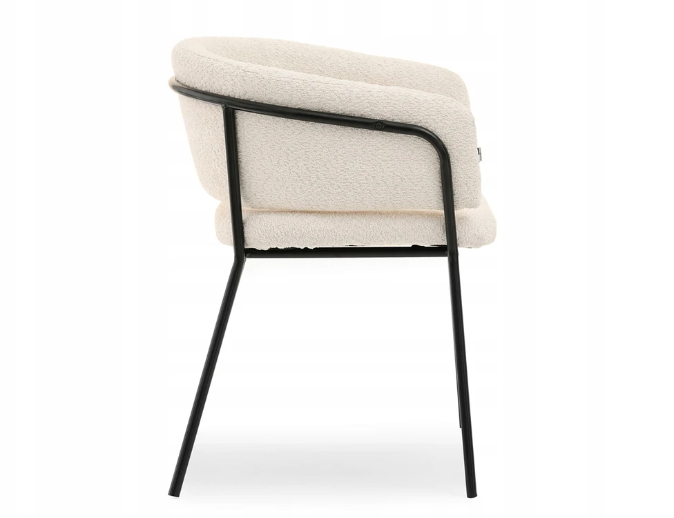 Mebel Partner MODERNI SORIN BOUCLE CREAM BUCKET KĖDĖ JUODO RĖME TIESIA KOJA