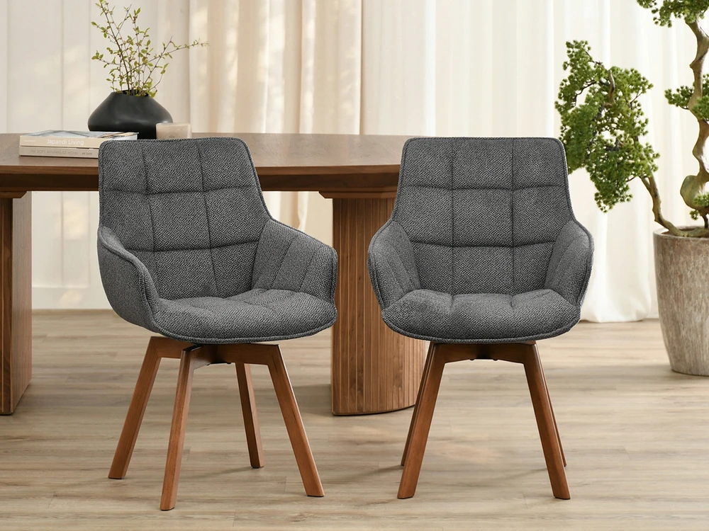Mebel Partner MODERNI SUKIAMA VALGOMO KĖDĖ GRAFITO MELANGE ARUBA GRAIKIETŲ RIEŠUTŲ KOJES