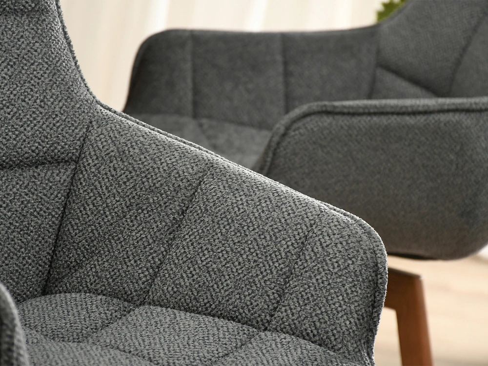 Mebel Partner MODERNI SUKIAMA VALGOMO KĖDĖ GRAFITO MELANGE ARUBA GRAIKIETŲ RIEŠUTŲ KOJES