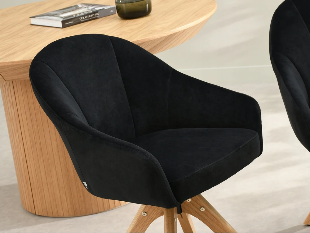 Mebel Partner MODERNI SUKIAMOJI KĖDĖ SVETAINEI, VELURAS DAFNE, Juodas, Ąžuolo pagrindas