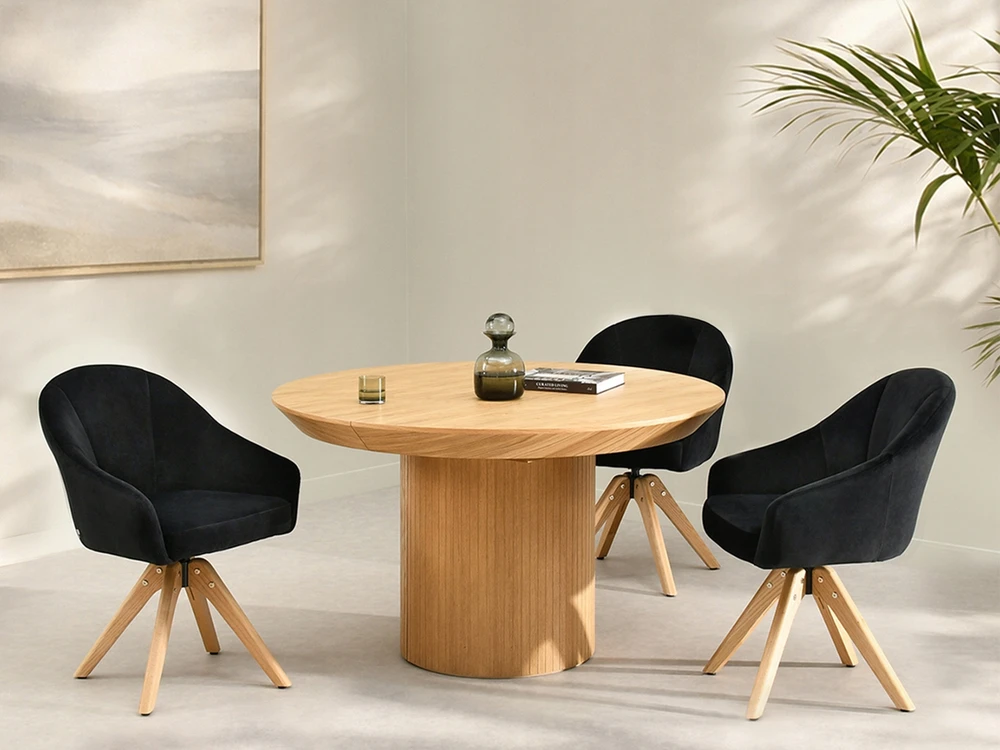 Mebel Partner MODERNI SUKIAMOJI KĖDĖ SVETAINEI, VELURAS DAFNE, Juodas, Ąžuolo pagrindas