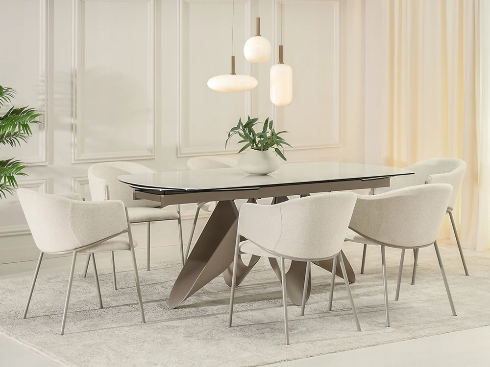 Mebel Partner MODERNI SVETAINES KĖDĖ SU RANKŲ ATRAŠKAIS CREAM CLOE Pilkas PAGRINDU