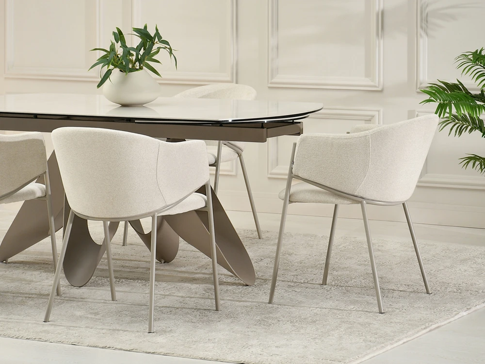 Mebel Partner MODERNI SVETAINES KĖDĖ SU RANKŲ ATRAŠKAIS CREAM CLOE Pilkas PAGRINDU
