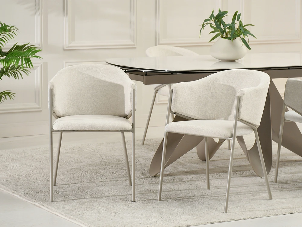 Mebel Partner MODERNI SVETAINES KĖDĖ SU RANKŲ ATRAŠKAIS CREAM CLOE Pilkas PAGRINDU