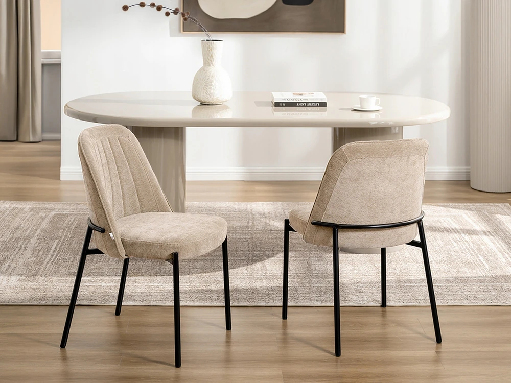 Mebel Partner MODNEE VALGOMO KĖDĖ MINIMALISTINĖ ŠVIESI BEIGE ERNEST Juodas BASE