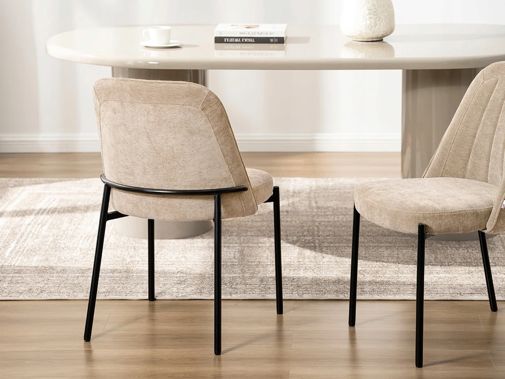Mebel Partner MODNEE VALGOMO KĖDĖ MINIMALISTINĖ ŠVIESI BEIGE ERNEST Juodas BASE