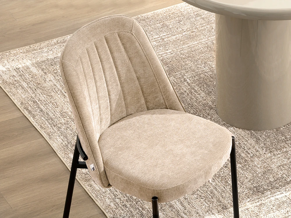 Mebel Partner MODNEE VALGOMO KĖDĖ MINIMALISTINĖ ŠVIESI BEIGE ERNEST Juodas BASE