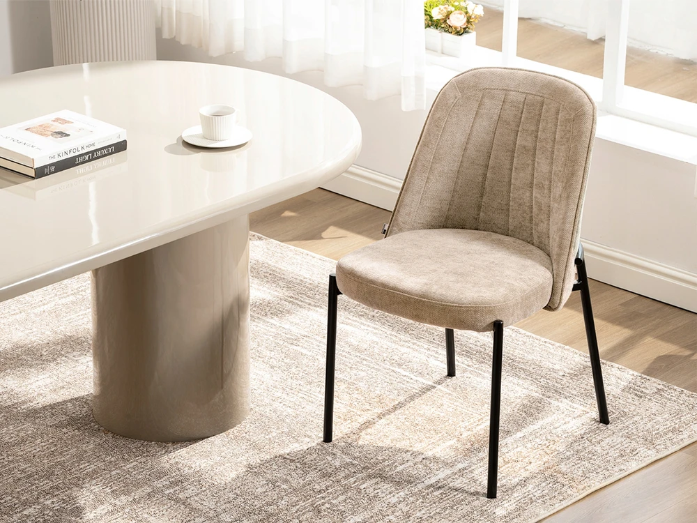 Mebel Partner MODNEE VALGOMO KĖDĖ MINIMALISTINĖ ŠVIESI BEIGE ERNEST Juodas BASE