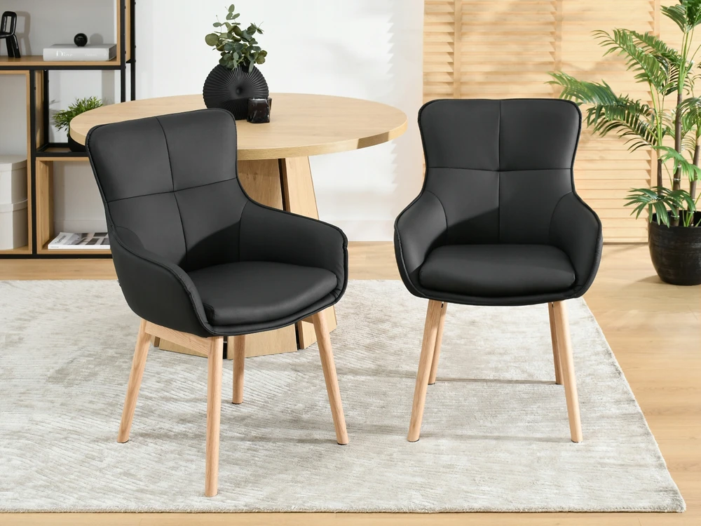 Mebel Partner NELAIKANTI ODINĖ KĖDĖ SU PORANKIAIS SVETAINEI, Juodas KORDIAUS ĄŽUOLAS