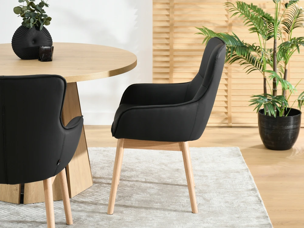 Mebel Partner NELAIKANTI ODINĖ KĖDĖ SU PORANKIAIS SVETAINEI, Juodas KORDIAUS ĄŽUOLAS