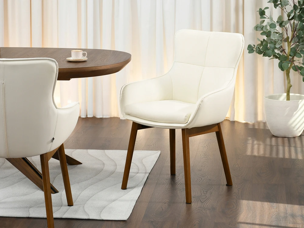 Mebel Partner ODINĖ VALGOMO KĖDĖ SU RANKŲ ATRAŠKAIS GRAIKIŲ RIEŠUTŲ KOJŲ CORDIA KREMAS