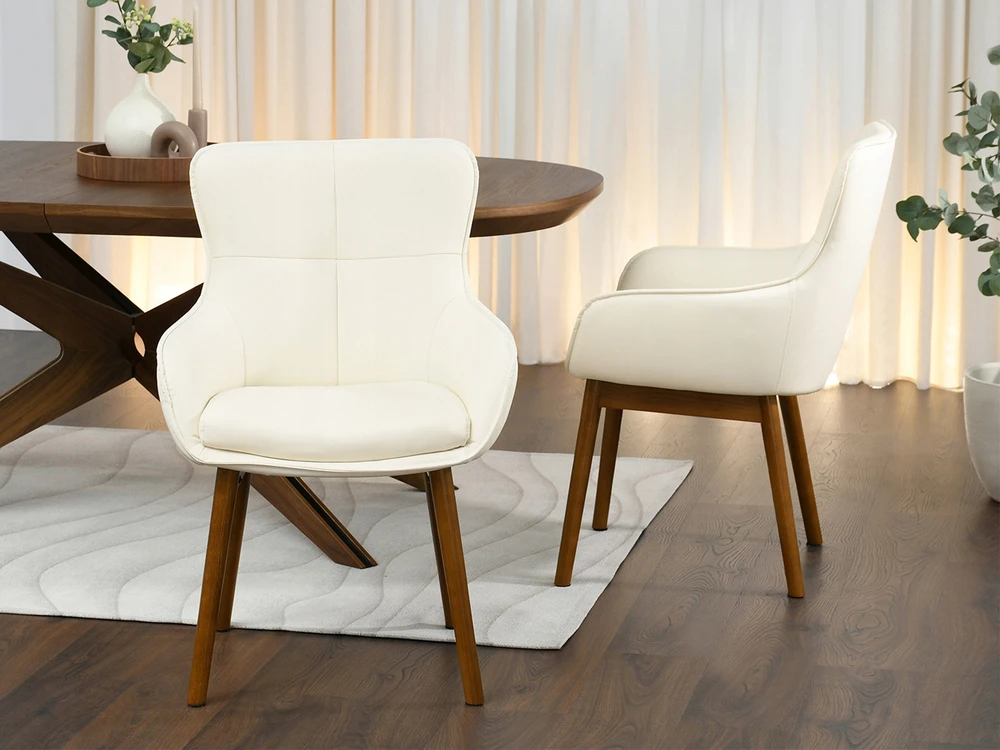 Mebel Partner ODINĖ VALGOMO KĖDĖ SU RANKŲ ATRAŠKAIS GRAIKIŲ RIEŠUTŲ KOJŲ CORDIA KREMAS