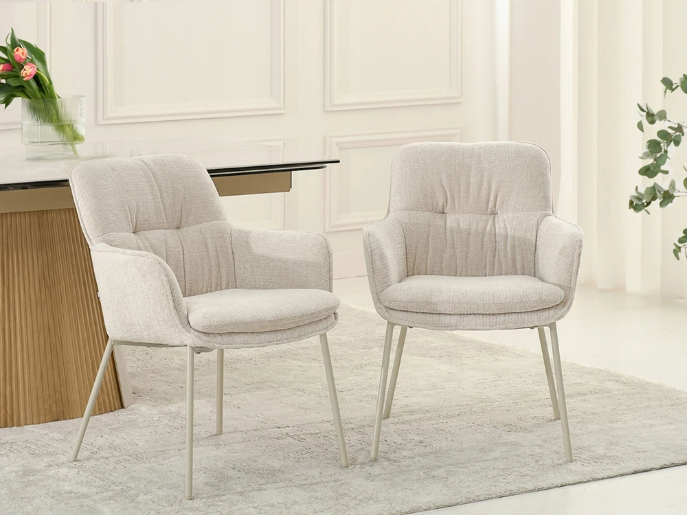 Mebel Partner PATOGI KAUŠINĖ KĖDĖ SU RANKŲ ATRANKAIS BEIGE RAFIR BEIGE