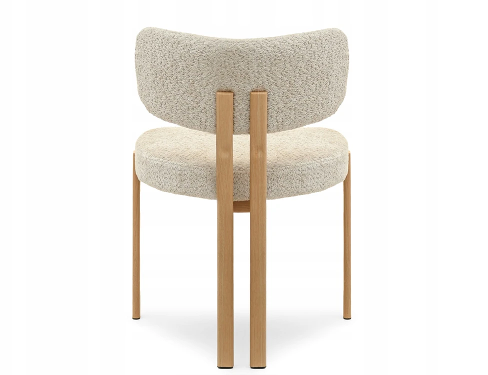 Mebel Partner PATOGI KĖDĖ IŠ BEIGE BOUCLE AUDINIO, JAPANDI STYLE KELIS, Ąžuolo kojos
