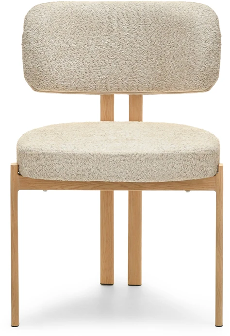 Mebel Partner PATOGI KĖDĖ IŠ BEIGE BOUCLE AUDINIO, JAPANDI STYLE KELIS, Ąžuolo kojos