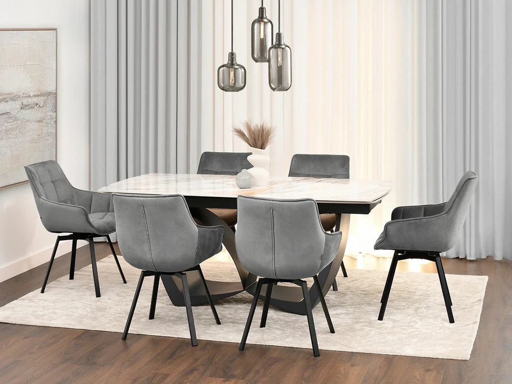 Mebel Partner PATOGI PRAKTIŠKA SUKAMA KĖDĖ SU porankiais ARUBA VELVET GRAY
