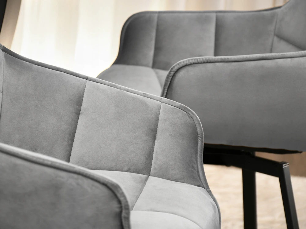 Mebel Partner PATOGI PRAKTIŠKA SUKAMA KĖDĖ SU porankiais ARUBA VELVET GRAY