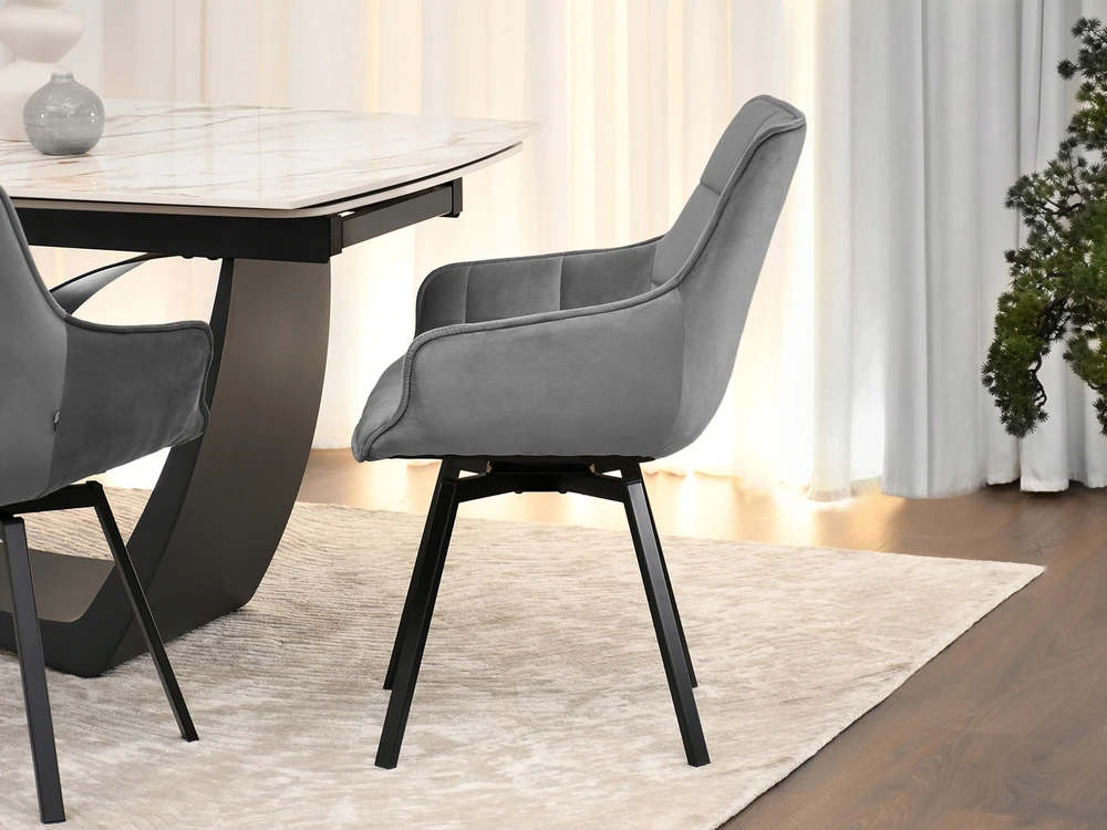 Mebel Partner PATOGI PRAKTIŠKA SUKAMA KĖDĖ SU porankiais ARUBA VELVET GRAY