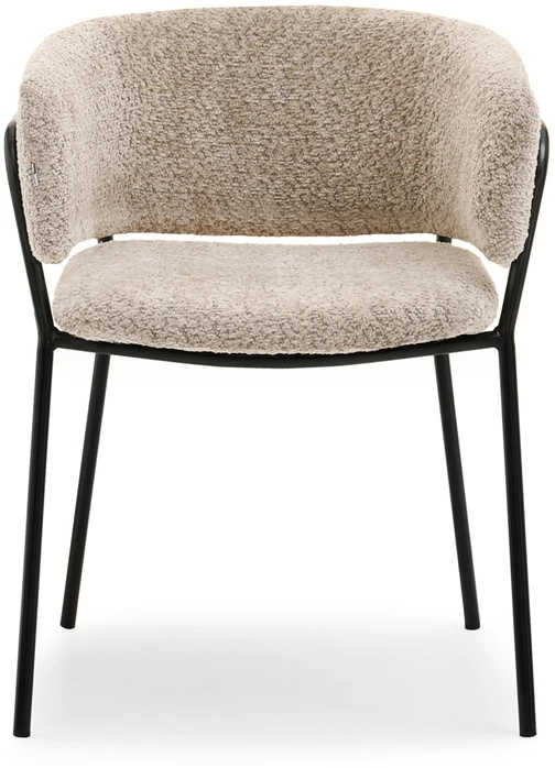 Mebel Partner PATOGI SORIN BOUCLE BEIGE KŪDINĖ KĖDĖ ANT JUODO VALGAMOJO PAGRINDO