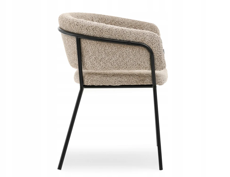 Mebel Partner PATOGI SORIN BOUCLE BEIGE KŪDINĖ KĖDĖ ANT JUODO VALGAMOJO PAGRINDO