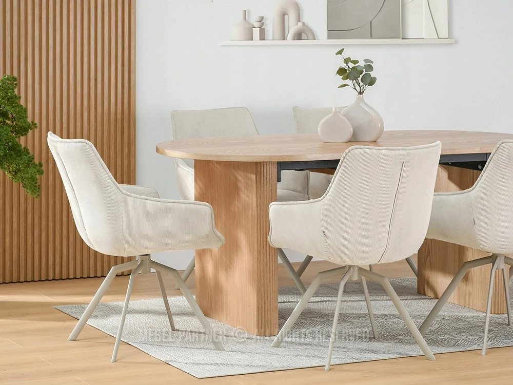 Mebel Partner PATOGI ŠVIESOS LAIDŲ KĖDĖ ANT SUKIMOS ŠVIESOS KOJELĖS LAOMI ŠVIESI BEIGE