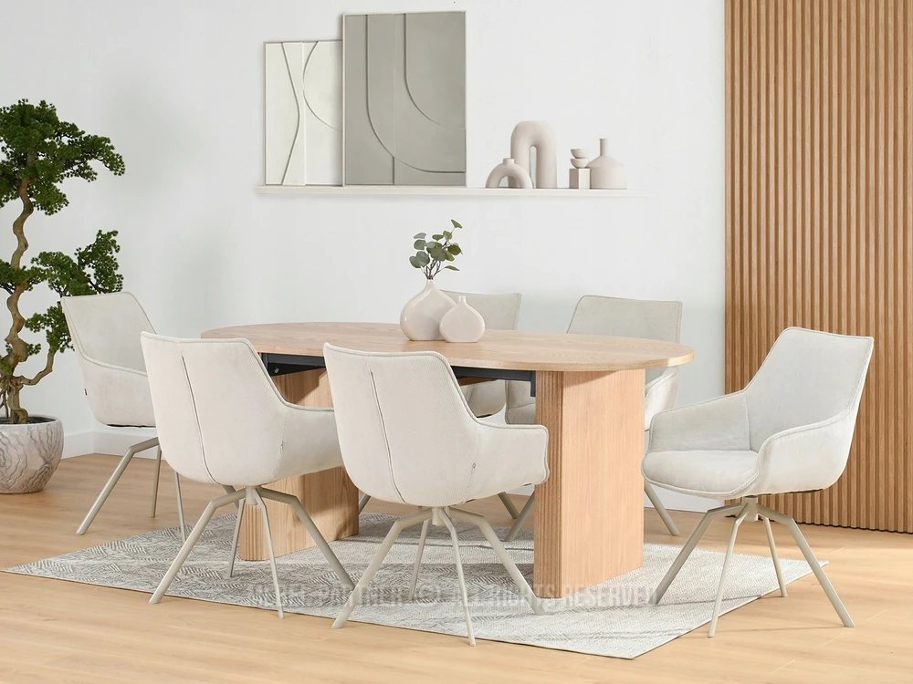 Mebel Partner PATOGI ŠVIESOS LAIDŲ KĖDĖ ANT SUKIMOS ŠVIESOS KOJELĖS LAOMI ŠVIESI BEIGE