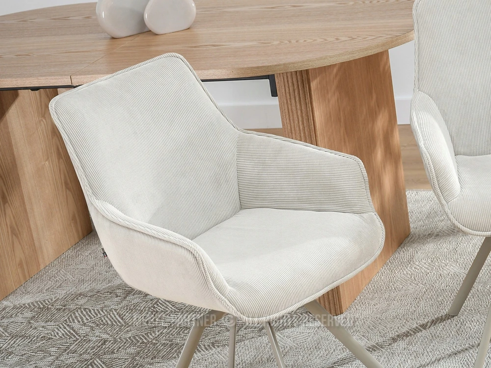 Mebel Partner PATOGI ŠVIESOS LAIDŲ KĖDĖ ANT SUKIMOS ŠVIESOS KOJELĖS LAOMI ŠVIESI BEIGE