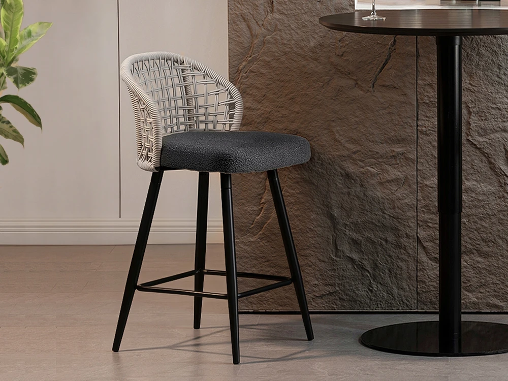 Mebel Partner Pinta baro kėdė virtuvės salai GRAPHITE BOUCLE MOE SAND Juodas