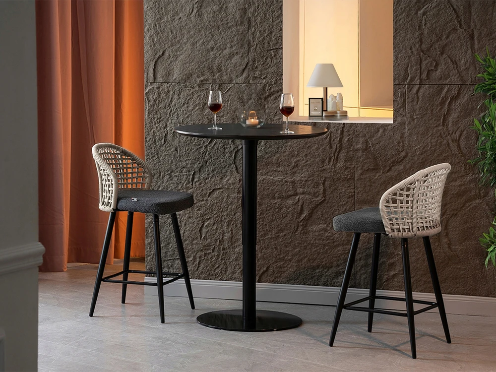 Mebel Partner Pinta baro kėdė virtuvės salai GRAPHITE BOUCLE MOE SAND Juodas