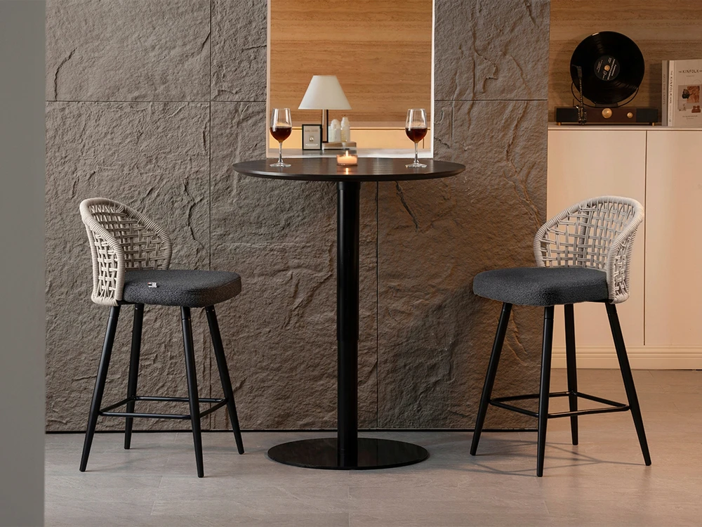 Mebel Partner Pinta baro kėdė virtuvės salai GRAPHITE BOUCLE MOE SAND Juodas
