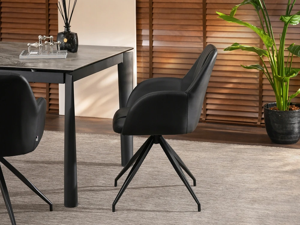 Mebel Partner PUSĖ KĖDĖ - SĖDIMĖ KĖDĖ SU pasukama sėdyne CHIARA, ODINĖ JUODA