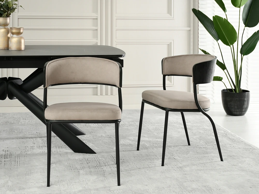 Mebel Partner RAFINUOTA VALGOMO KĖDĖ, LENKINTA MEDIENA, SUBTILIOS FORMOS MALIA BEIGE