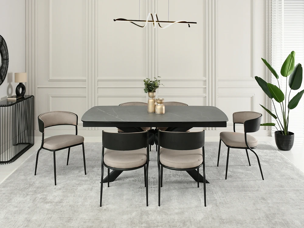 Mebel Partner RAFINUOTA VALGOMO KĖDĖ, LENKINTA MEDIENA, SUBTILIOS FORMOS MALIA BEIGE