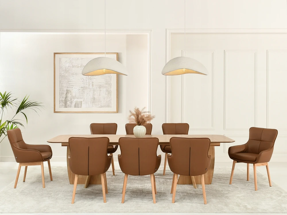 Mebel Partner RUDOS ODINĖS KĖDĖS SU STILINGIU SIUVIMO CORDIA Ąžuolo pagrindu